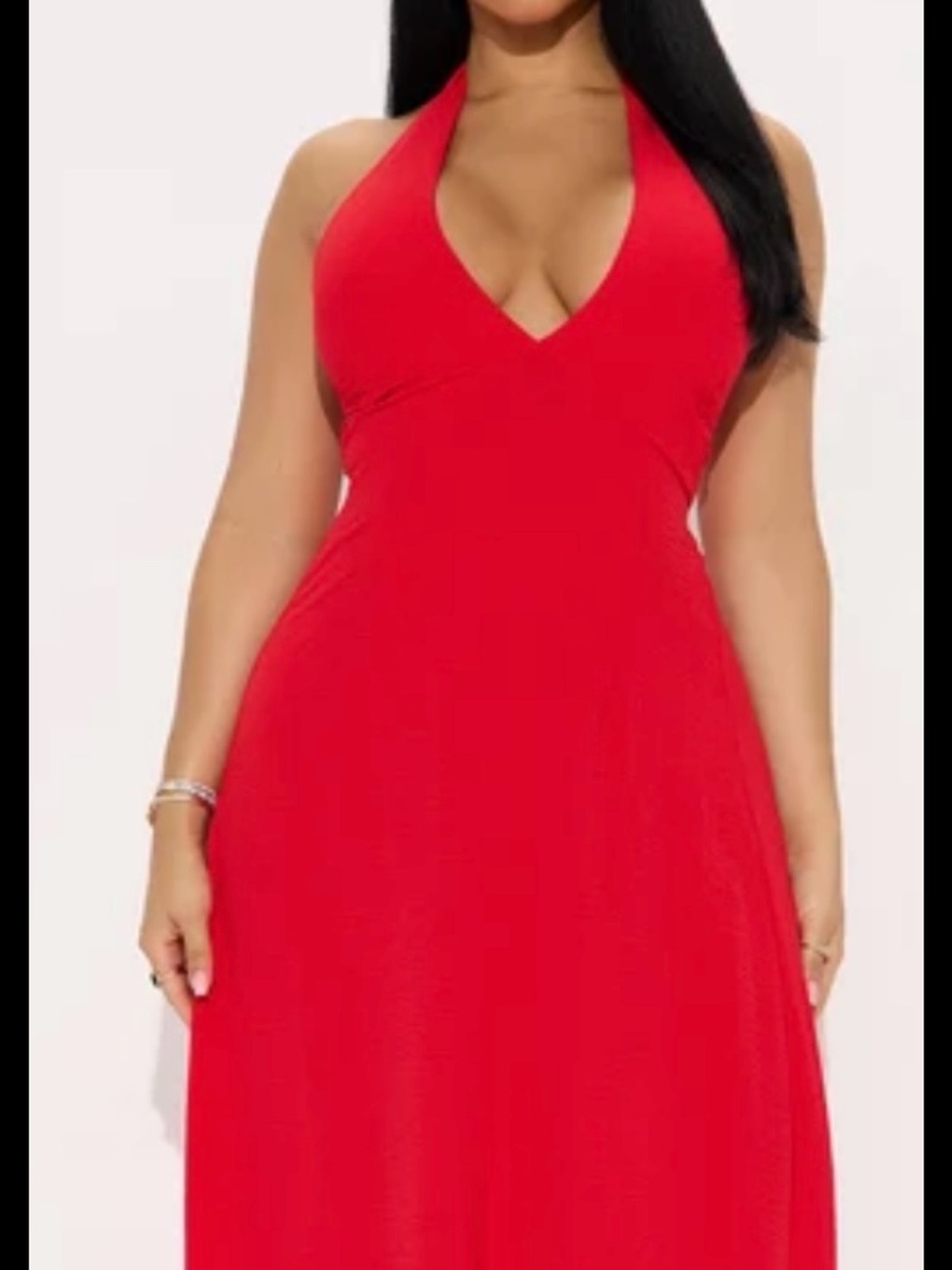 Red Halter Maxi Dress - Classic Women's Evening Dress